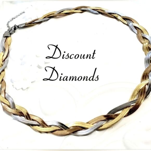 18K White, Rose, & Yellow Gold on Titanium Choker Necklace - Women's - Picture 6 of 6